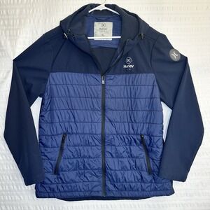 Hurley Sonora Mens Jacket XL Navy Hybrid Soft Shell Puffer Hooded Fleece Lined